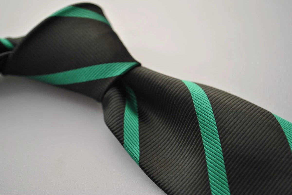 black and green club striped tie by Frederick Thomas Handmade Mens Ties