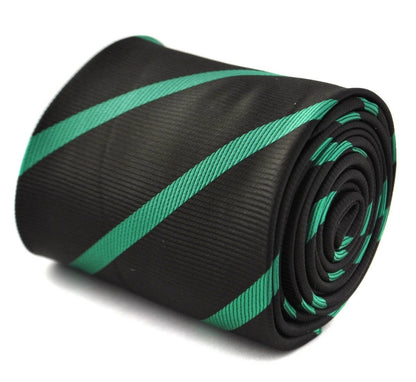 black and green club striped tie by Frederick Thomas Handmade Mens Ties