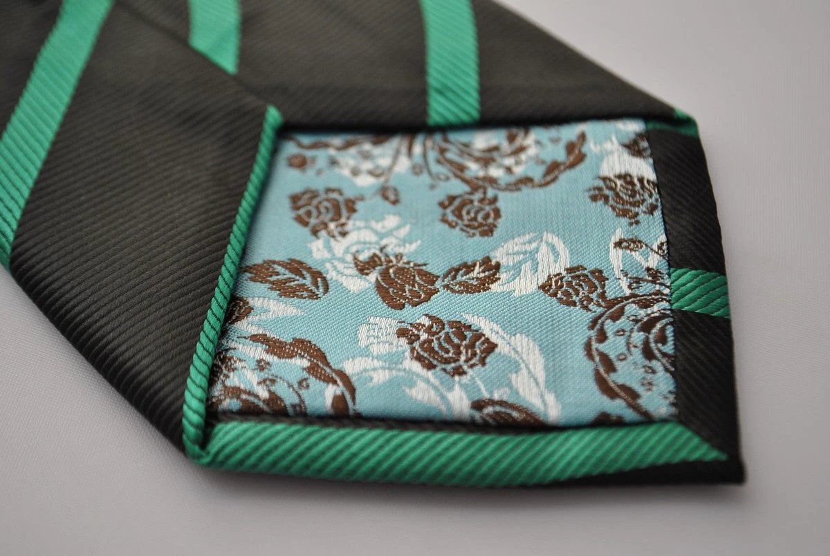 black and green club striped tie by Frederick Thomas Handmade Mens Ties