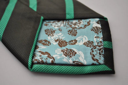 black and green club striped tie by Frederick Thomas Handmade Mens Ties