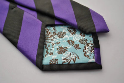 cadbury purple and black barber striped tie by Frederick Thomas Handmade Mens Ties