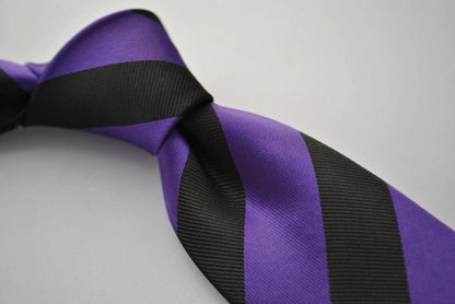 cadbury purple and black barber striped tie by Frederick Thomas Handmade Mens Ties
