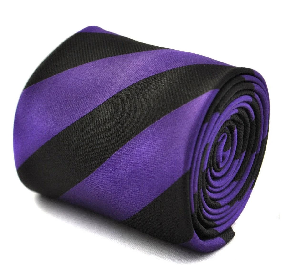 cadbury purple and black barber striped tie by Frederick Thomas Handmade Mens Ties