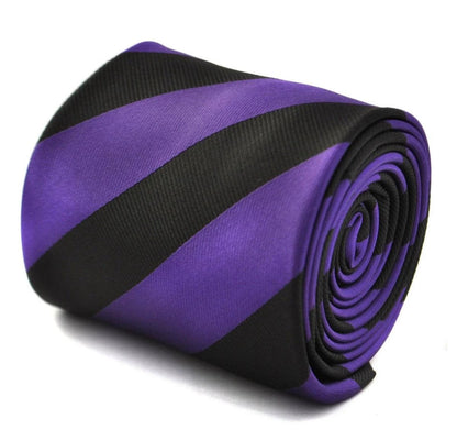 cadbury purple and black barber striped tie by Frederick Thomas Handmade Mens Ties
