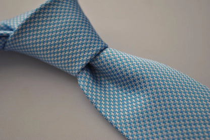 light blue dogstooth check tie by Frederick Thomas Handmade Mens Ties