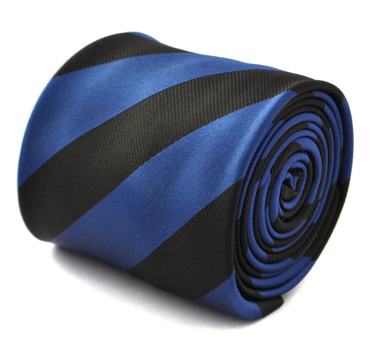 black and dark blue barber striped tie by Frederick Thomas Handmade Mens Ties