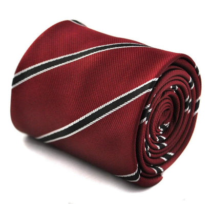 maroon and black club striped tie by Frederick Thomas Handmade Mens Ties