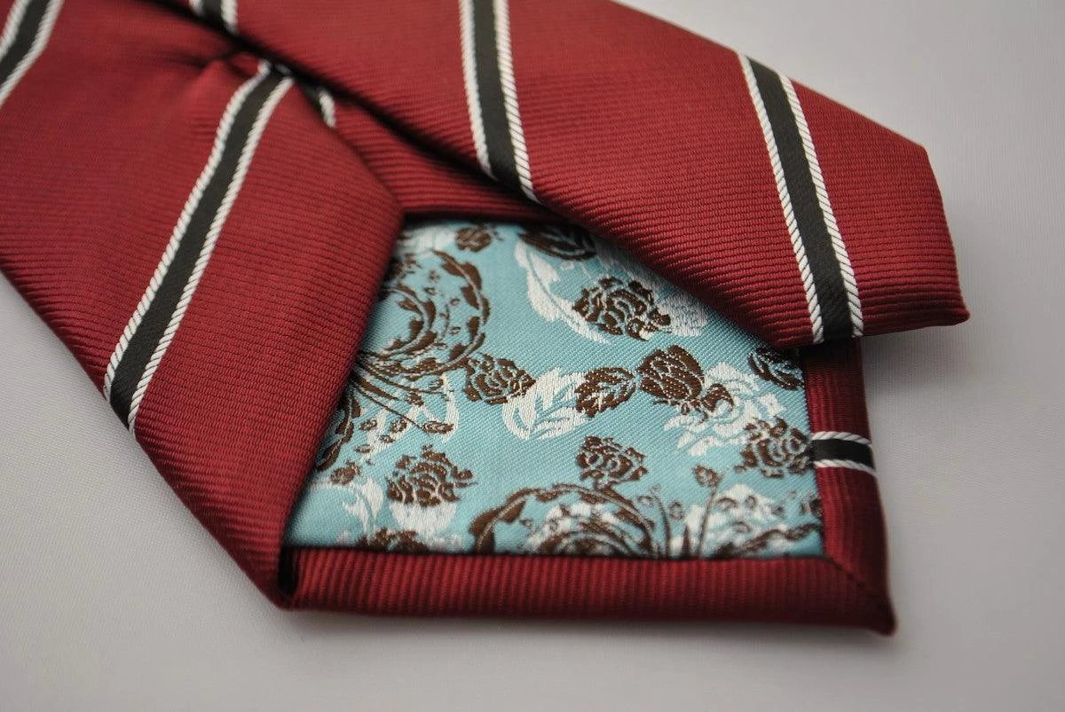 maroon and black club striped tie by Frederick Thomas Handmade Mens Ties