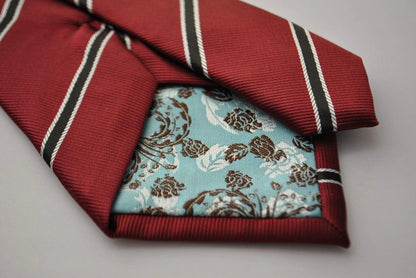 maroon and black club striped tie by Frederick Thomas Handmade Mens Ties