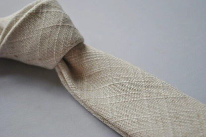Ivory Textured Linen Skinny Tie - Handmade By Frederick Thomas For Timeless Professional Style And Versatility by Frederick Thomas Handmade Mens Ties