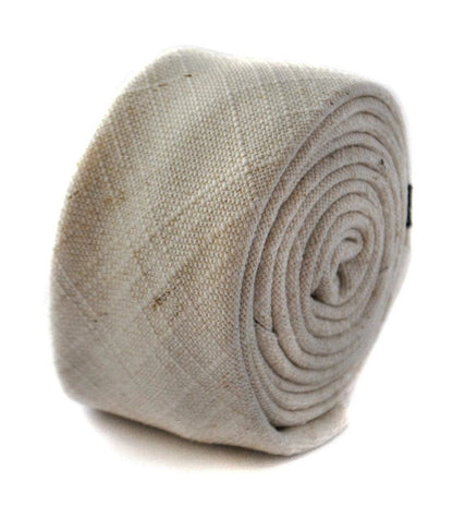 Ivory Textured Linen Skinny Tie - Handmade By Frederick Thomas For Timeless Professional Style And Versatility by Frederick Thomas Handmade Mens Ties