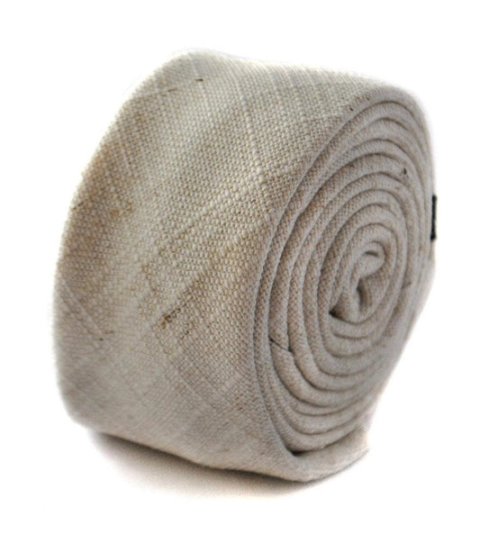 Ivory Textured Linen Skinny Tie - Handmade By Frederick Thomas For Timeless Professional Style And Versatility by Frederick Thomas Handmade Mens Ties