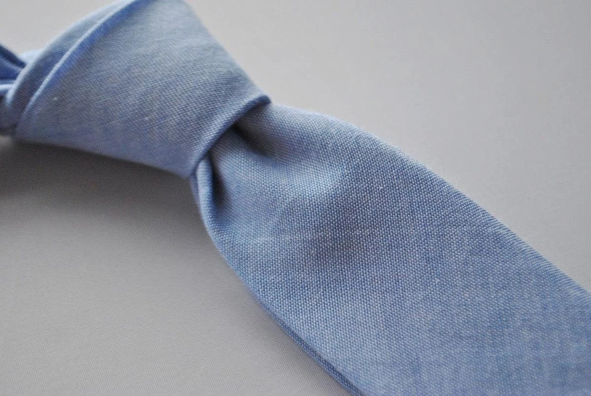 light blue skinny cotton style tie by Frederick Thomas Handmade Mens Ties