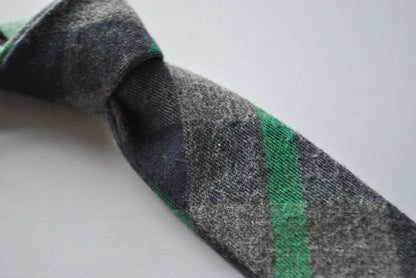 dark green and grey wool check style skinny tie by Frederick Thomas Handmade Mens Ties
