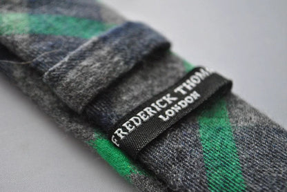 dark green and grey wool check style skinny tie by Frederick Thomas Handmade Mens Ties