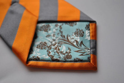 grey and orange barber striped tie by Frederick Thomas Handmade Mens Ties