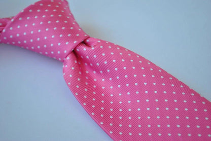 bright pink with white pin spot tie by Frederick Thomas Handmade Mens Ties