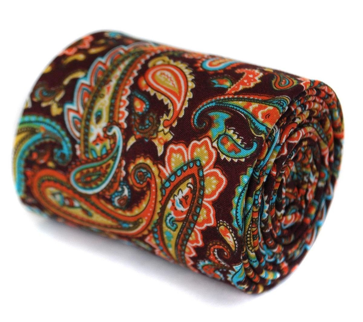 brown paisley cotton design tie by Frederick Thomas Handmade Mens Ties