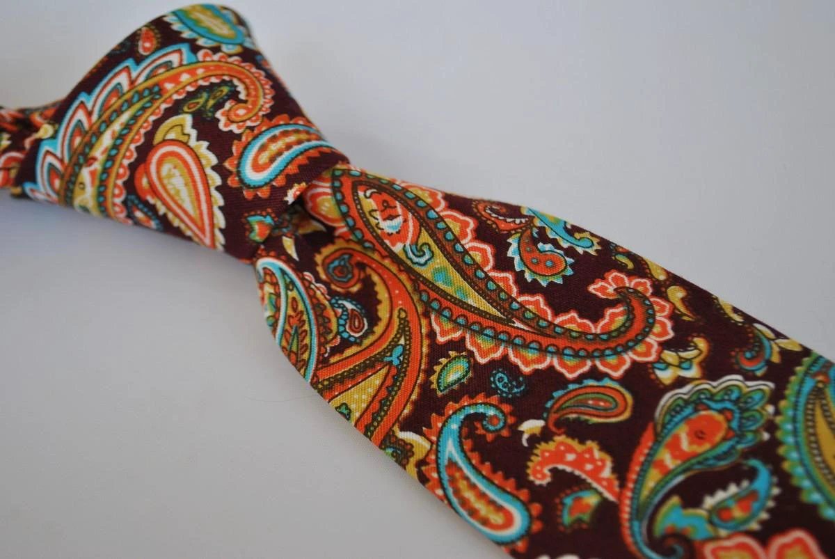 brown paisley cotton design tie by Frederick Thomas Handmade Mens Ties