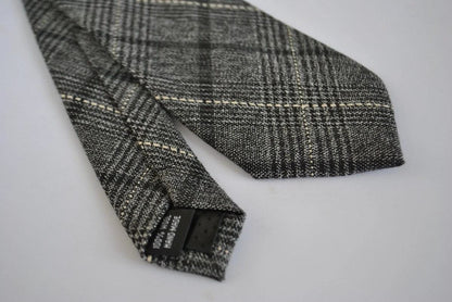 black and grey check tweed wool slim tie by Frederick Thomas Handmade Mens Ties