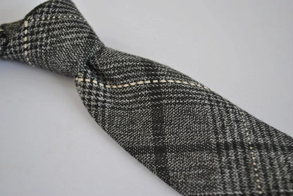 black and grey check tweed wool slim tie by Frederick Thomas Handmade Mens Ties