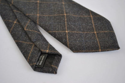 charcoal grey orange check tweed wool skinny tie by Frederick Thomas Handmade Mens Ties