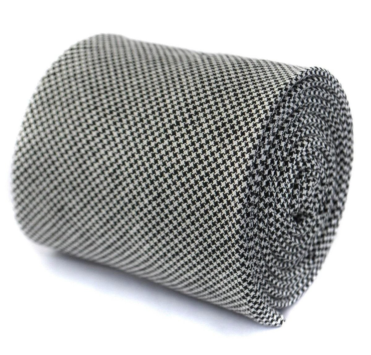 black and white dogtooth cotton textured tie by Frederick Thomas Handmade Mens Ties