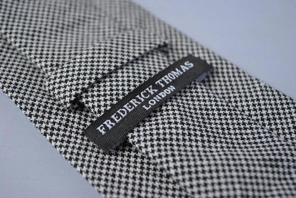 black and white dogtooth cotton textured tie by Frederick Thomas Handmade Mens Ties