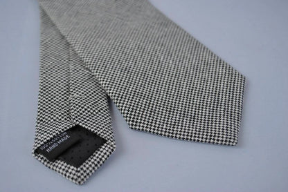 black and white dogtooth cotton textured tie by Frederick Thomas Handmade Mens Ties