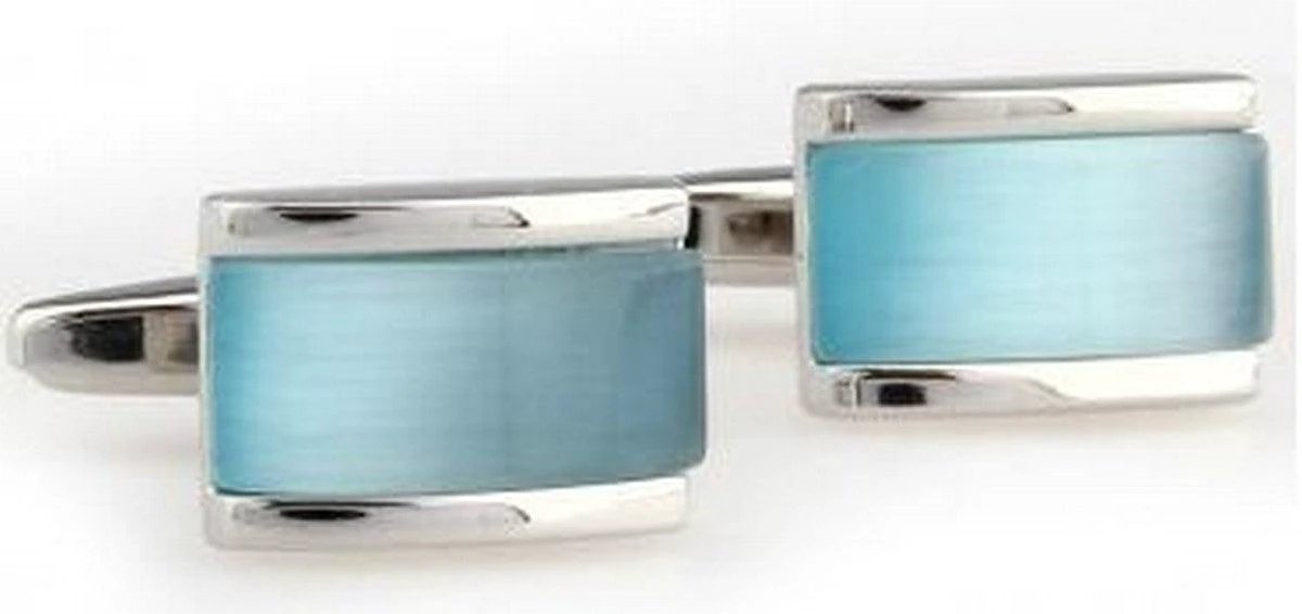 silver cufflinks with blue glass stone by Frederick Thomas Handmade Mens Ties