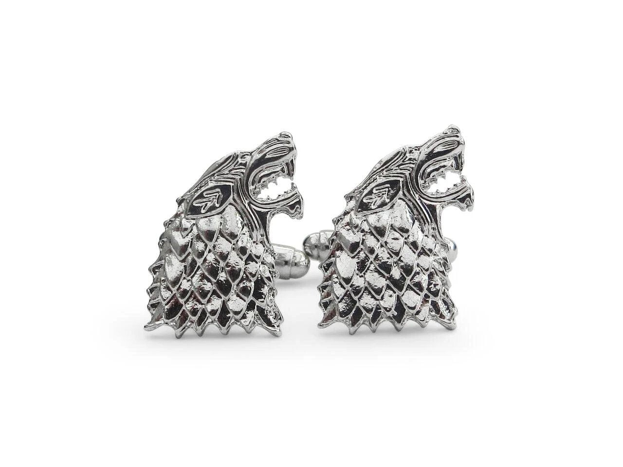 silver howling wolf cufflinks by Frederick Thomas Handmade Mens Ties