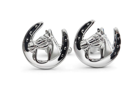horse and horseshoe silver cufflinks by Frederick Thomas Handmade Mens Ties