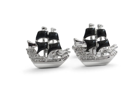 silver ship cufflinks by Frederick Thomas Handmade Mens Ties
