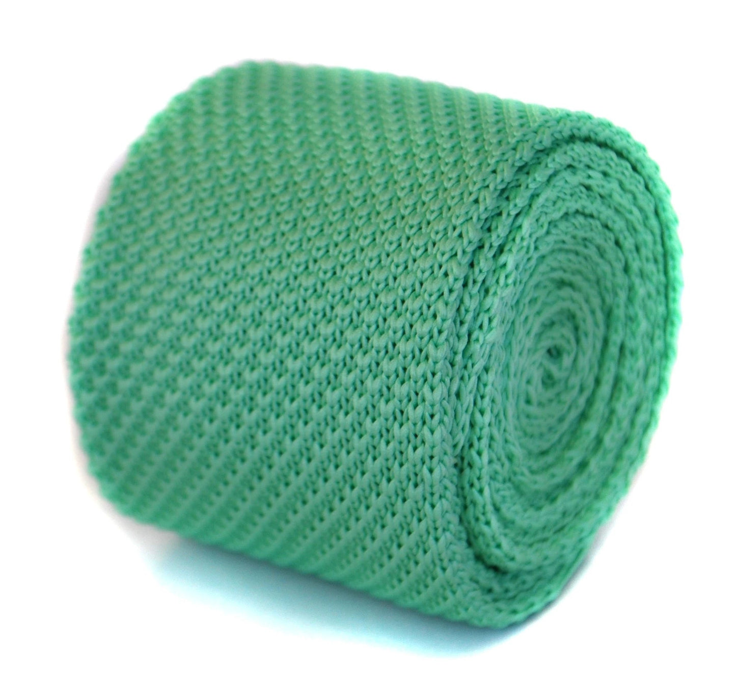 Mint Green Knitted Tie with Matching Pocket Square by Frederick Thomas Handmade Mens Ties