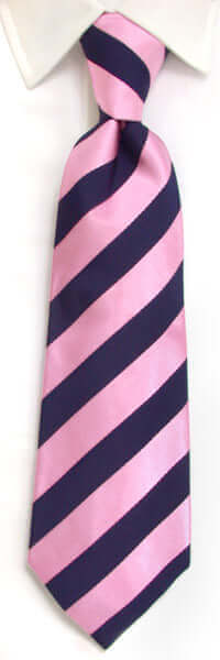 Handmade Navy & Pink Regimental Stripe Silk Tie