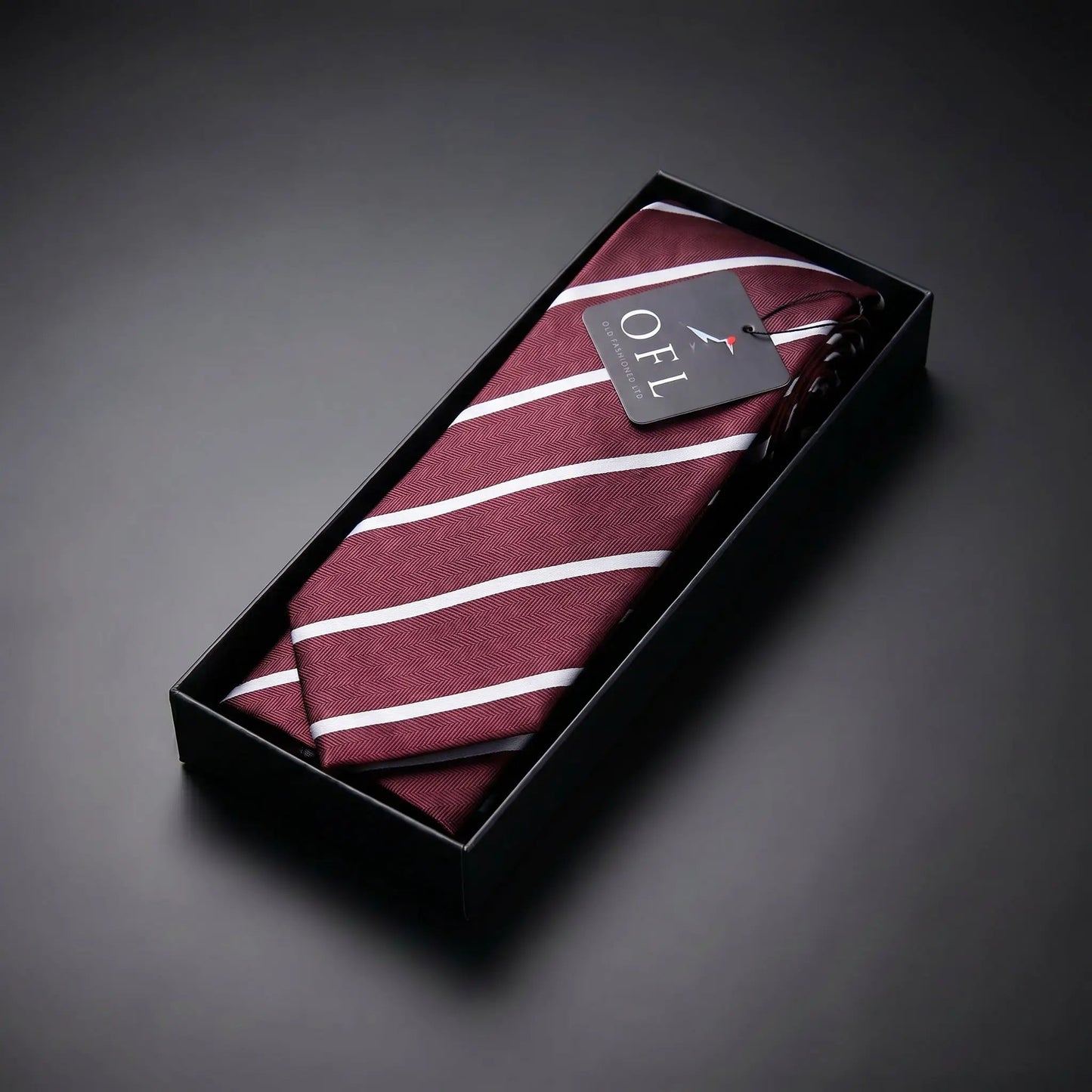 Burgundy & White Stripe Tie - Hawksmoor Edit by OFL Ties