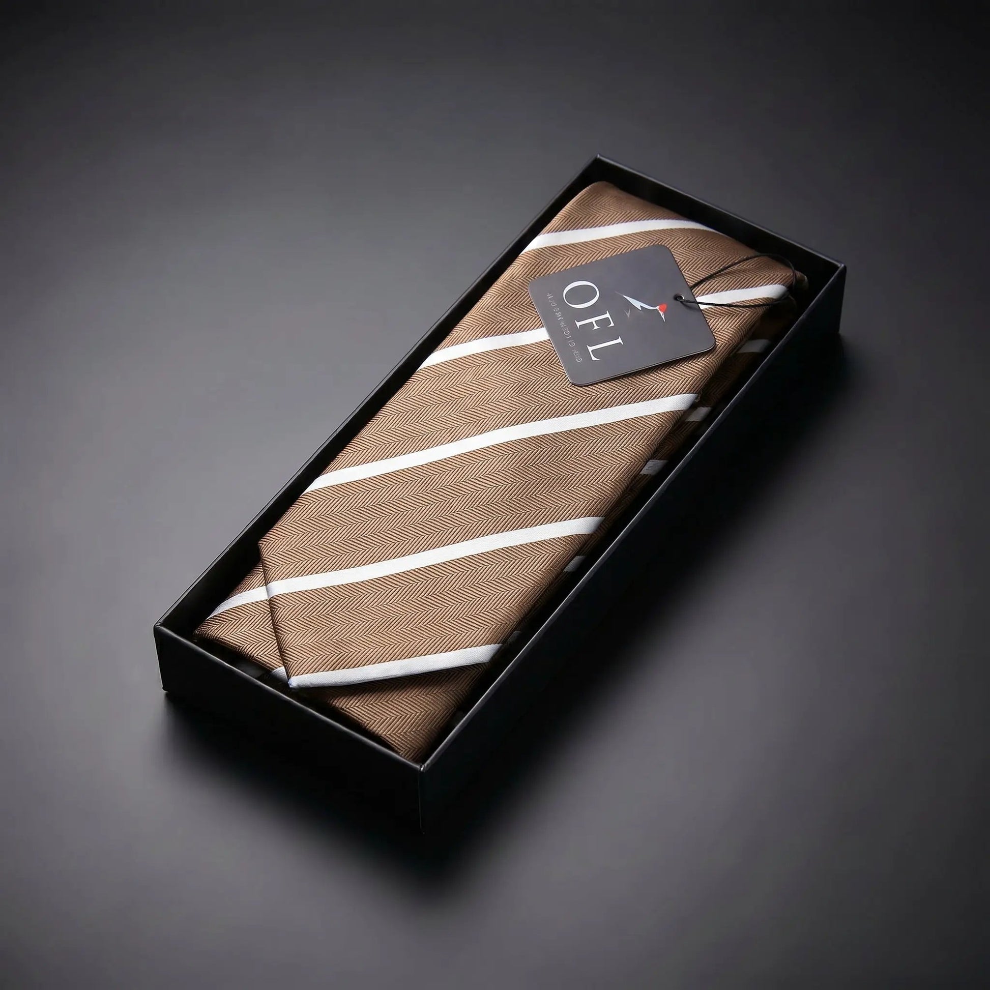 Mocha & White Stripe Tie - Hawksmoor Edit by OFL Ties