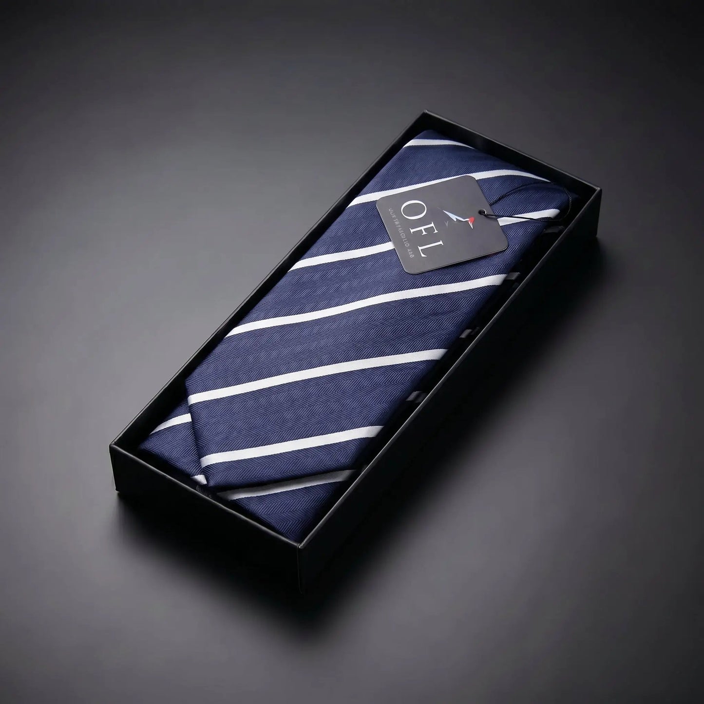 Navy Blue & White Stripe Tie - Hawksmoor Edit by OFL Ties
