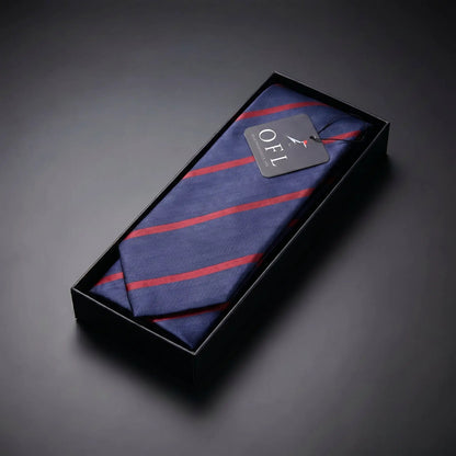 Navy Blue & Wine Stripe Tie - Hawksmoor Edit by OFL Ties