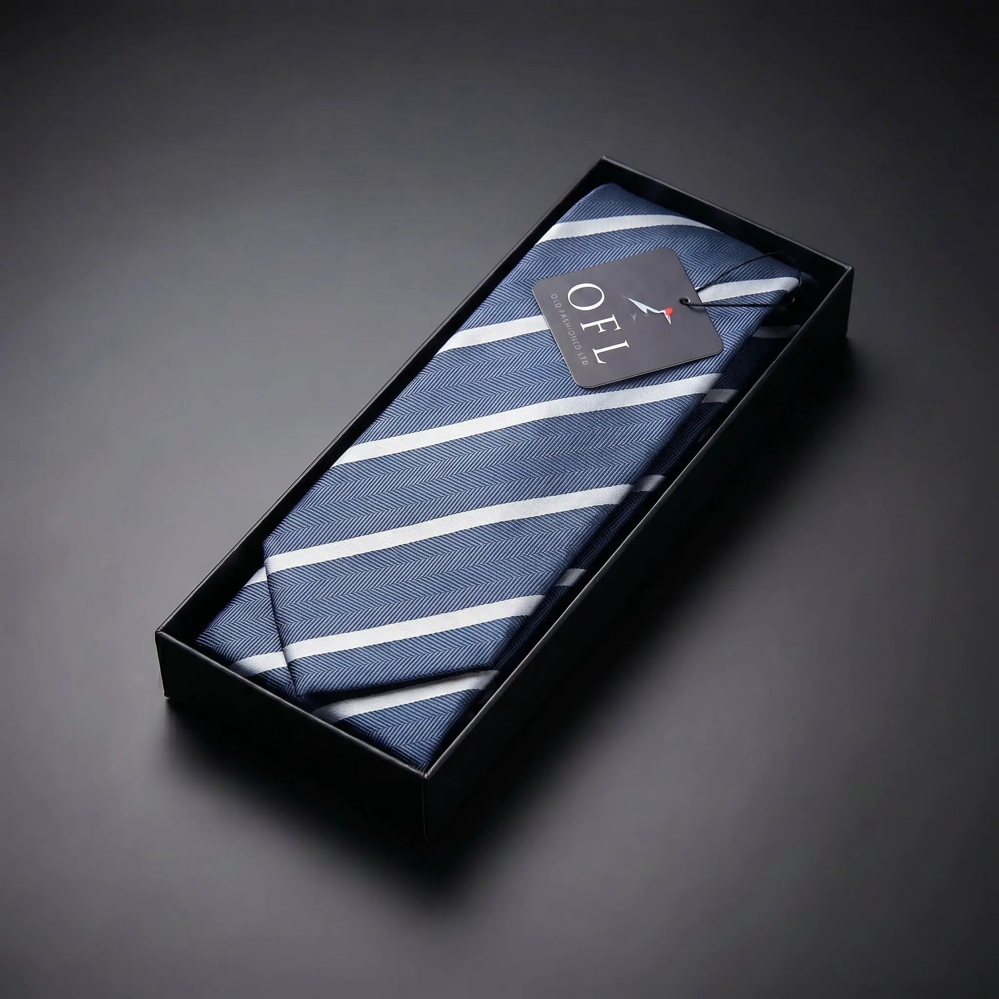 Steel Blue & White Stripe Tie - Hawksmoor Edit by OFL Ties
