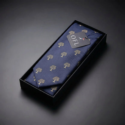 Tree Tie Navy Blue & Gold by OFL Ties