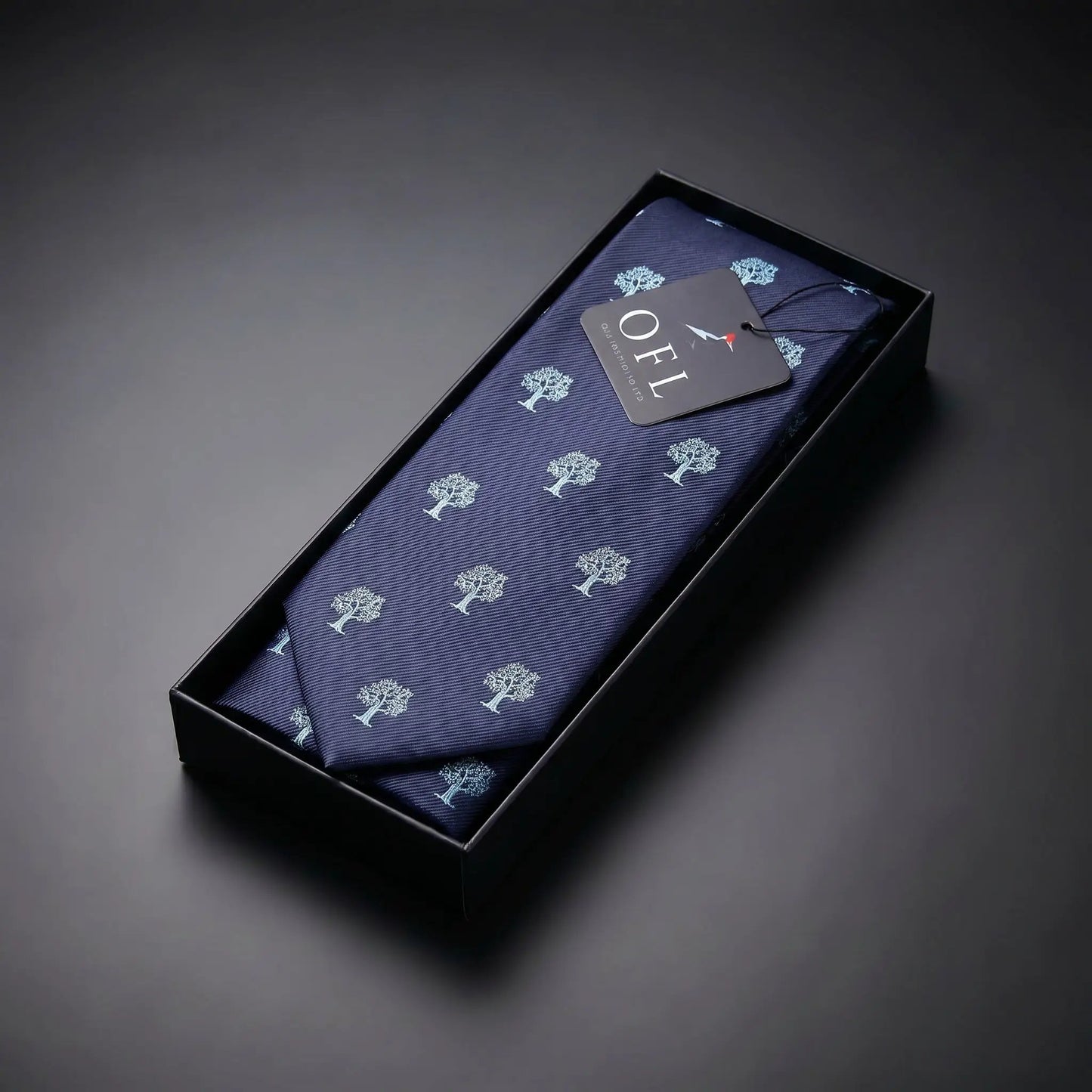 Tree Tie Navy Blue & Silver by OFL Ties