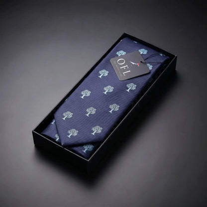 Tree Tie Navy Blue & Silver by OFL Ties