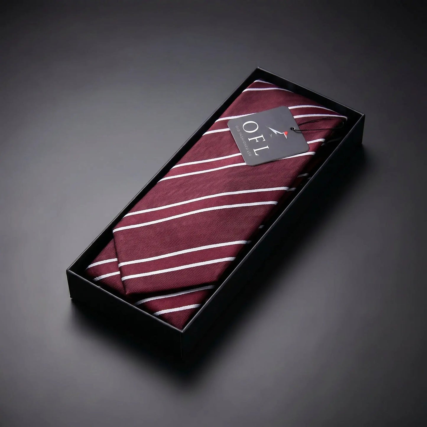Burgundy & White Stripe Tie - Charleston Edit by OFL Ties