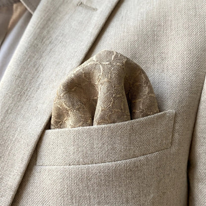 Dark Beige Textured Pocket Square by OFL Ties