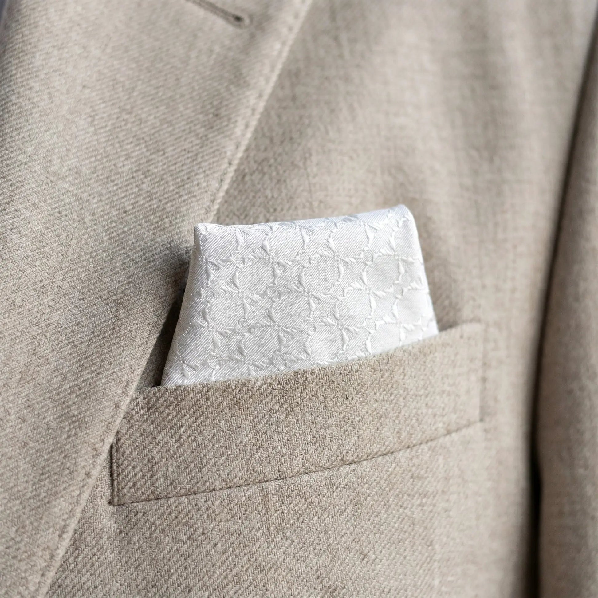 Light Grey Textured Pocket Square by OFL Ties
