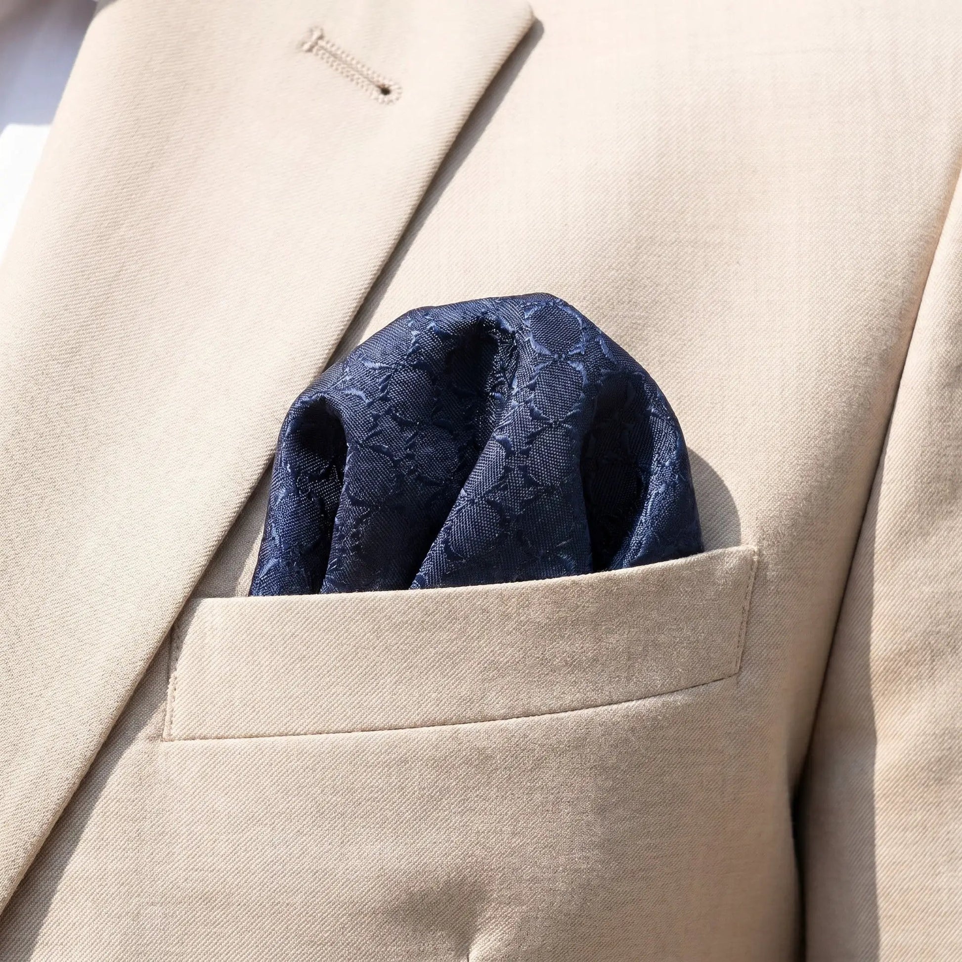 Navy Midnight Blue Textured Pocket Square by OFL Ties