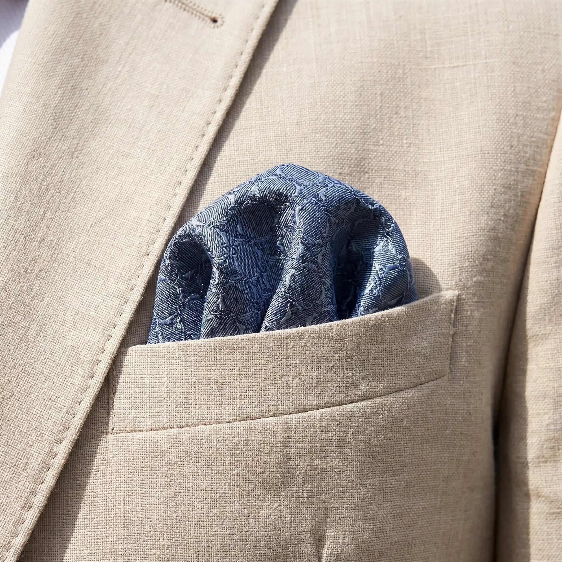 Steel Blue Textured Pocket Square by OFL Ties