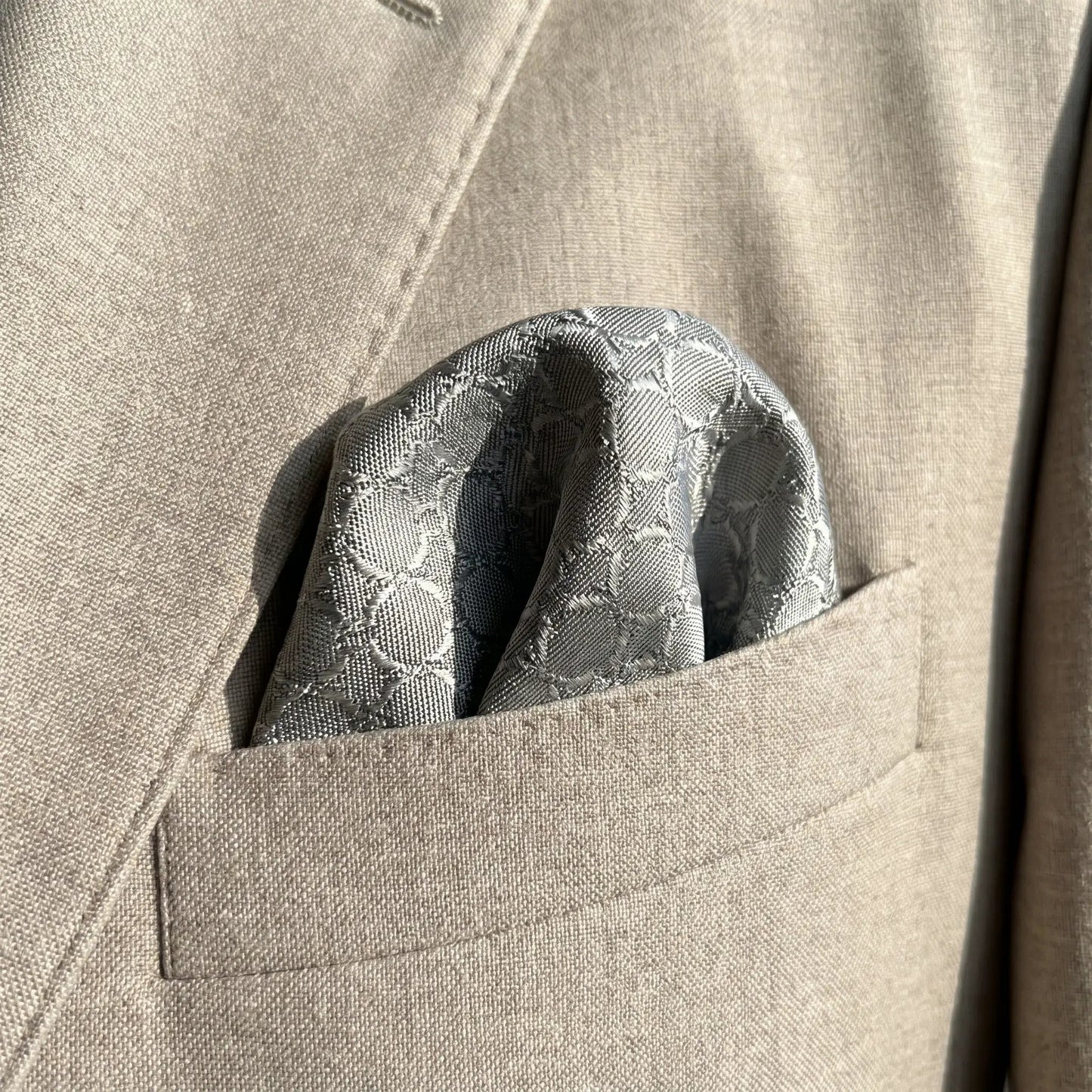 Steel Grey Textured Pocket Square by OFL Ties