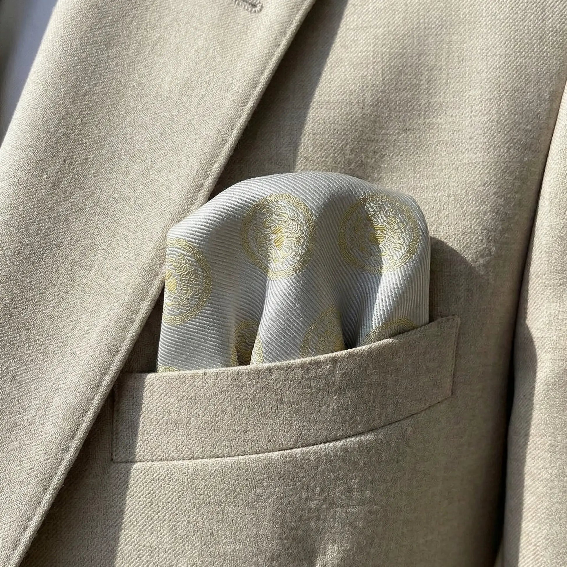 Medusa Pocket Square Grey & Gold by OFL Ties